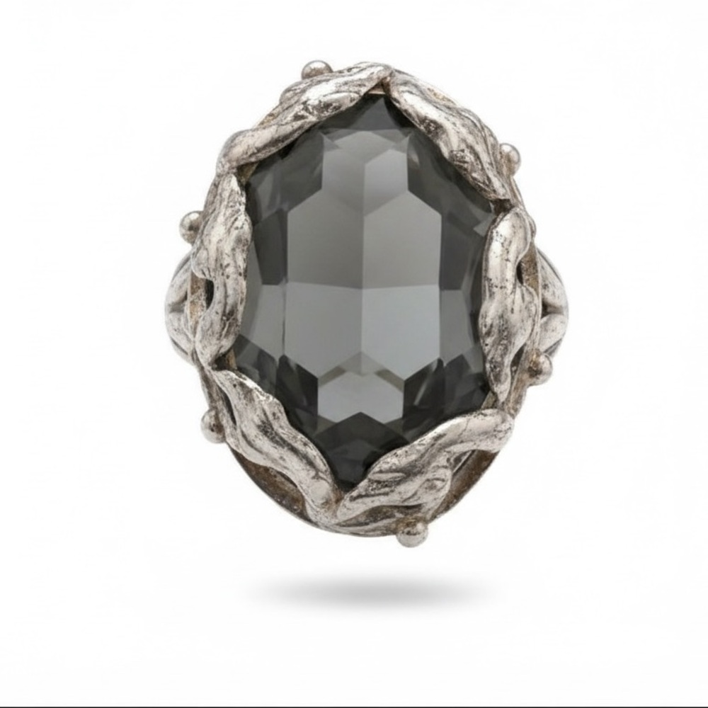 Virgins Saints & Angels Silver and Black Faceted Ring